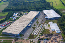 Aerial view of ZUFALL logistics group - Branch Kandel and STS Group in the Horst industrial park in the district Minderslachen in Kandel in the state Rhineland-Palatinate, Germany