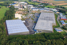 ZUFALL logistics group - Branch Kandel and STS Group in the Horst industrial park in the district Minderslachen in Kandel in the state Rhineland-Palatinate, Germany viewn from the air