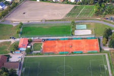 Aerial view of Tennis court Rheinzabern in Rheinzabern in the state Rhineland-Palatinate, Germany
