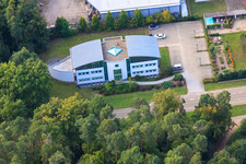 Aerial photograpy of Ship-hull-shaped house on Kandeler Straße in Rheinzabern in the state Rhineland-Palatinate, Germany