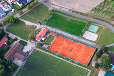 Aerial photograpy of Tennis court Rheinzabern and football field of SV Olympia Rheinzabern 1920 eV in Rheinzabern in the state Rhineland-Palatinate, Germany
