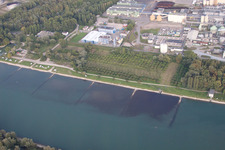 Stora Enso from the west in the district Knielingen in Karlsruhe in the state Baden-Wuerttemberg, Germany