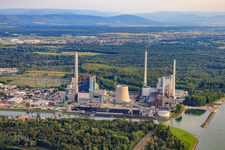 Aerial photograpy of ENBW Rhine port steam power plant in the district Daxlanden in Karlsruhe in the state Baden-Wuerttemberg, Germany