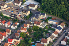 Aerial view of Corner of Waldstraße/Elsässer Straße in Kandel in the state Rhineland-Palatinate, Germany