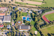 Aerial view of Swimming pool of the Waldbronn in Waldbronn in the state Baden-Wurttemberg, Germany