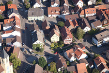 Bird's eye view of Main Street in the district Langensteinbach in Karlsbad in the state Baden-Wuerttemberg, Germany