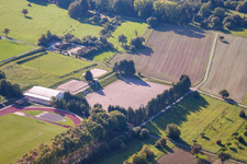 Drone recording of Sports grounds of SV-1899 eV Langensteinbach in the district Langensteinbach in Karlsbad in the state Baden-Wuerttemberg, Germany