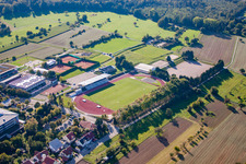 Drone image of Sports grounds of SV-1899 eV Langensteinbach in the district Langensteinbach in Karlsbad in the state Baden-Wuerttemberg, Germany