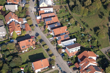 Mozartstr in the district Langensteinbach in Karlsbad in the state Baden-Wuerttemberg, Germany viewn from the air