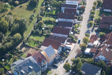 Aerial photograpy of Mozartstr in the district Langensteinbach in Karlsbad in the state Baden-Wuerttemberg, Germany