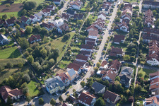 Oblique view of Mozartstr in the district Langensteinbach in Karlsbad in the state Baden-Wuerttemberg, Germany