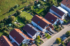 Aerial photograpy of Mozartstr in the district Langensteinbach in Karlsbad in the state Baden-Wuerttemberg, Germany