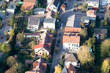 Drone recording of Bismarckstr in Kandel in the state Rhineland-Palatinate, Germany