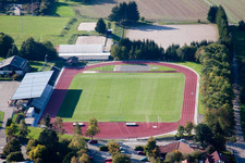 Oblique view of Ensemble of sports grounds of the schools in Karlsbad in the state Baden-Wurttemberg