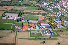 Sports grounds of SV-1899 eV Langensteinbach in the district Langensteinbach in Karlsbad in the state Baden-Wuerttemberg, Germany from above