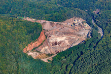 Aerial view of Pfalzgranit quarry in Waldhambach in the state Rhineland-Palatinate, Germany