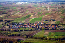 Aerial view of Village from the south in Herxheimweyher in the state Rhineland-Palatinate, Germany