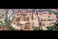 Aerial photograpy of Construction of Exhibition grounds of the Landesgartenschau 2015 in Landau in der Pfalz in the state Rhineland-Palatinate, Germany