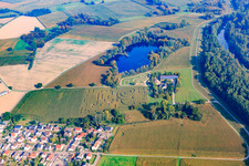 Aerial photograpy of Corn Maze Seehof in Leimersheim in the state Rhineland-Palatinate, Germany