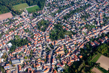 Aerial view of Town View of the streets and houses of the residential areas in Oestringen in the state Baden-Wurttemberg, Germany