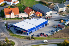 Aerial photograpy of Nordring, Peugeot dealership Grün in Rülzheim in the state Rhineland-Palatinate, Germany