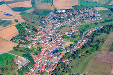 Aerial photograpy of Village view from the southeast in the district Waldmühlbach in Billigheim in the state Baden-Wuerttemberg, Germany
