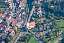 Cemetery and church in the district Sennfeld in Adelsheim in the state Baden-Wuerttemberg, Germany