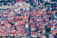 Market square in the old town in Bad Mergentheim in the state Baden-Wuerttemberg, Germany