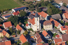 Aerial view of District Dornheim in Iphofen in the state Bavaria, Germany
