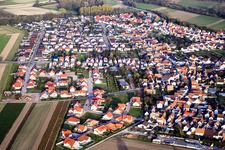Aerial view of Village from the south in Hördt in the state Rhineland-Palatinate, Germany