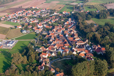 Town View of the streets and houses of the residential areas in Pommersfelden in the state Bavaria, Germany