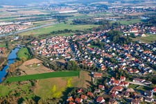 Aerial view of District Sassanfahrt in Hirschaid in the state Bavaria, Germany