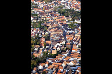 Aerial view of Town View of the streets and houses of the residential areas in Hoerdt in the state Rhineland-Palatinate