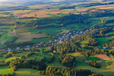Village in the valley from the south in the district Busbach in Eckersdorf in the state Bavaria, Germany
