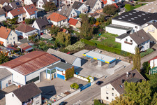 Garden City settlement in Kandel in the state Rhineland-Palatinate, Germany from the plane