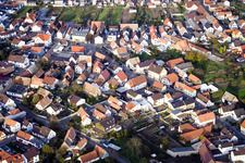 Aerial view of Schulzenstr in Hördt in the state Rhineland-Palatinate, Germany