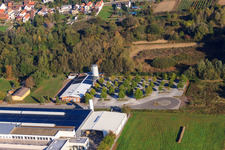 Oblique view of Am Bruchbach industrial area in the district Schaidt in Wörth am Rhein in the state Rhineland-Palatinate, Germany