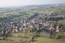 Preuschdorf in the state Bas-Rhin, France viewn from the air