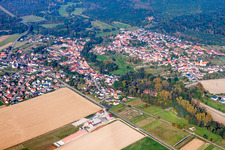Village - view on the edge of agricultural fields and farmland in Scheibenhard in Grand Est, France