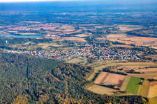 Aerial view of District Neulauterburg in Lauterbourg in the state Bas-Rhin, France