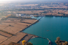 Aerial view of Gravel pond in Hagenbach in the state Rhineland-Palatinate, Germany