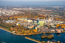 Maxau, Stora Enso in the district Knielingen in Karlsruhe in the state Baden-Wuerttemberg, Germany from above