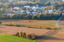 Mittelwegring commercial area in Jockgrim in the state Rhineland-Palatinate, Germany from the drone perspective