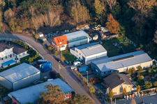 Mittelwegring commercial area in Jockgrim in the state Rhineland-Palatinate, Germany from above