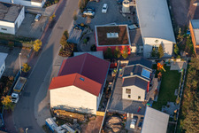 Mittelwegring commercial area in Jockgrim in the state Rhineland-Palatinate, Germany from the plane