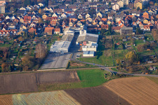 Aerial view of DBK extension in the Unterkandler Gardens in Kandel in the state Rhineland-Palatinate, Germany