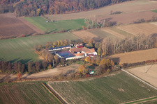 Bird's eye view of Leistenmühle in Erlenbach bei Kandel in the state Rhineland-Palatinate, Germany