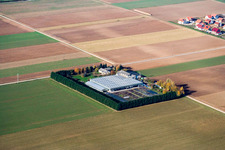 Sudetenhof in Steinweiler in the state Rhineland-Palatinate, Germany viewn from the air