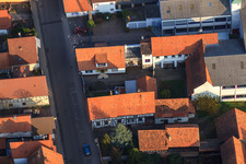 Aerial view of Rheinstrasse, DBK in Kandel in the state Rhineland-Palatinate, Germany