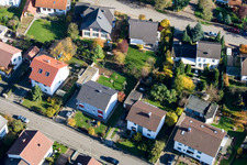 Aerial view of Lessingstr in Steinweiler in the state Rhineland-Palatinate, Germany